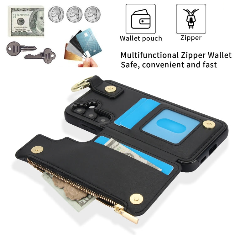 For Samsung Galaxy S23 FE 5G RFlD Anti-theft Double Buckle Ring Zipper Card Phone Case