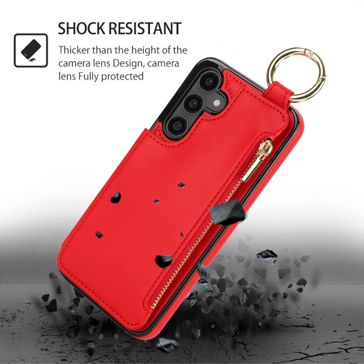 For Samsung Galaxy S23 FE 5G RFlD Anti-theft Double Buckle Ring Zipper Card Phone Case