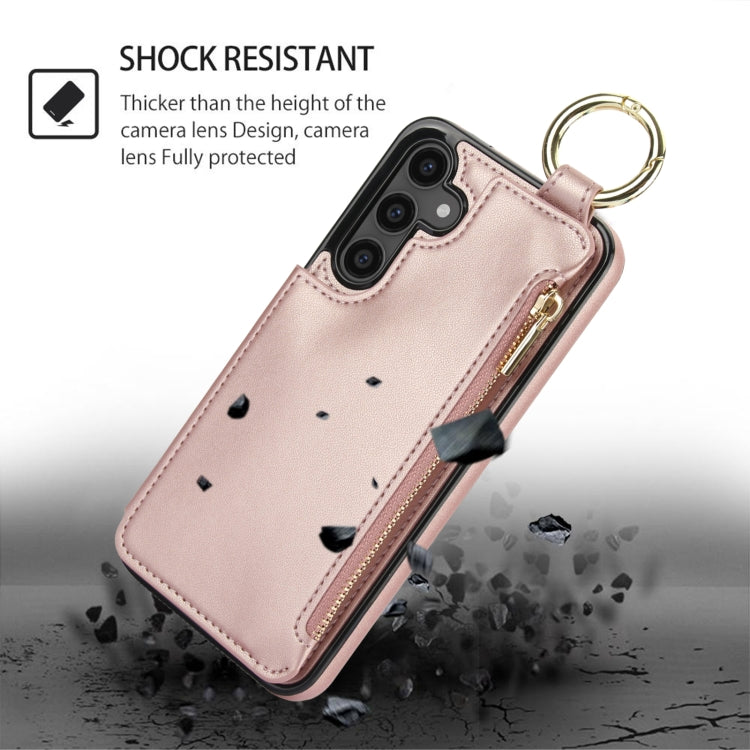 For Samsung Galaxy S23 FE 5G RFlD Anti-theft Double Buckle Ring Zipper Card Phone Case