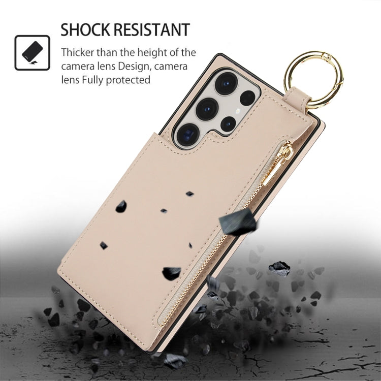 For Samsung Galaxy S23 Ultra 5G RFlD Anti-theft Double Buckle Ring Zipper Card Phone Case