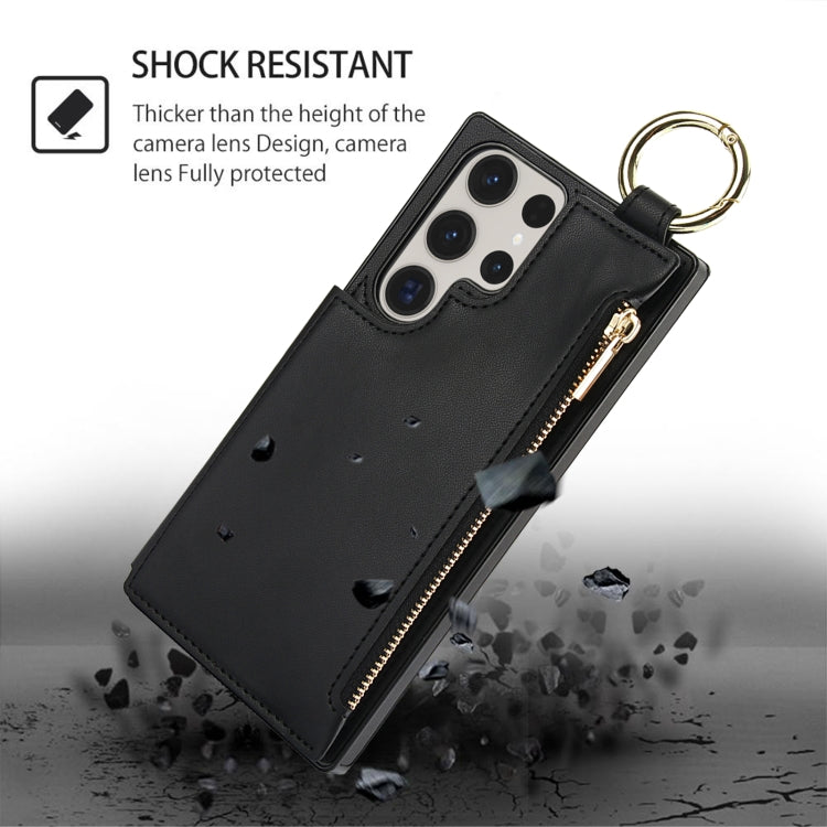 For Samsung Galaxy S23 Ultra 5G RFlD Anti-theft Double Buckle Ring Zipper Card Phone Case