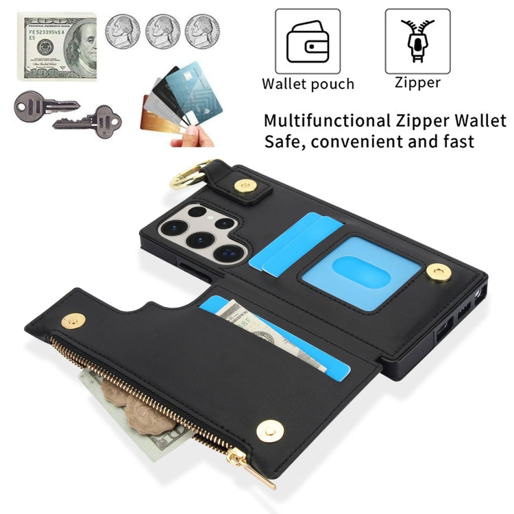 For Samsung Galaxy S23 Ultra 5G RFlD Anti-theft Double Buckle Ring Zipper Card Phone Case