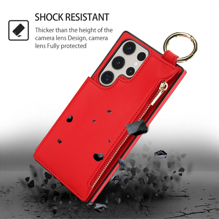 For Samsung Galaxy S23 Ultra 5G RFlD Anti-theft Double Buckle Ring Zipper Card Phone Case