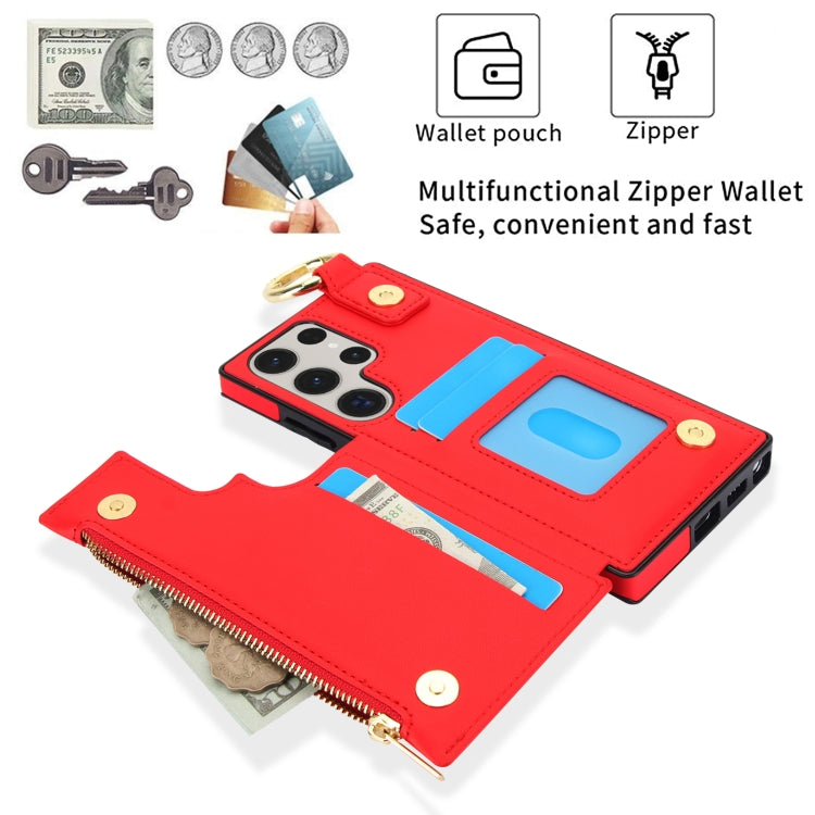 For Samsung Galaxy S23 Ultra 5G RFlD Anti-theft Double Buckle Ring Zipper Card Phone Case