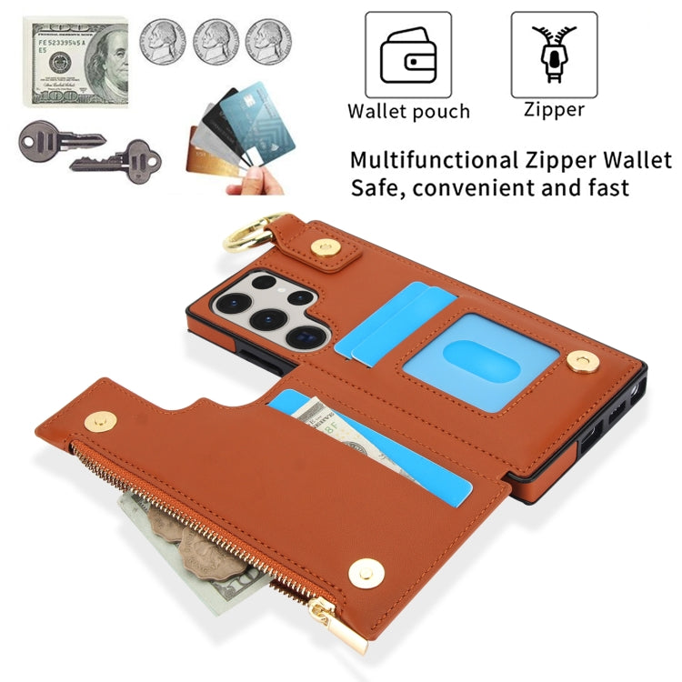 For Samsung Galaxy S23 Ultra 5G RFlD Anti-theft Double Buckle Ring Zipper Card Phone Case
