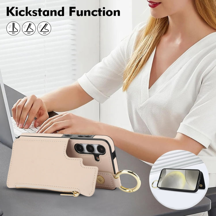 For Samsung Galaxy S24+ 5G RFlD Anti-theft Double Buckle Ring Zipper Card Phone Case