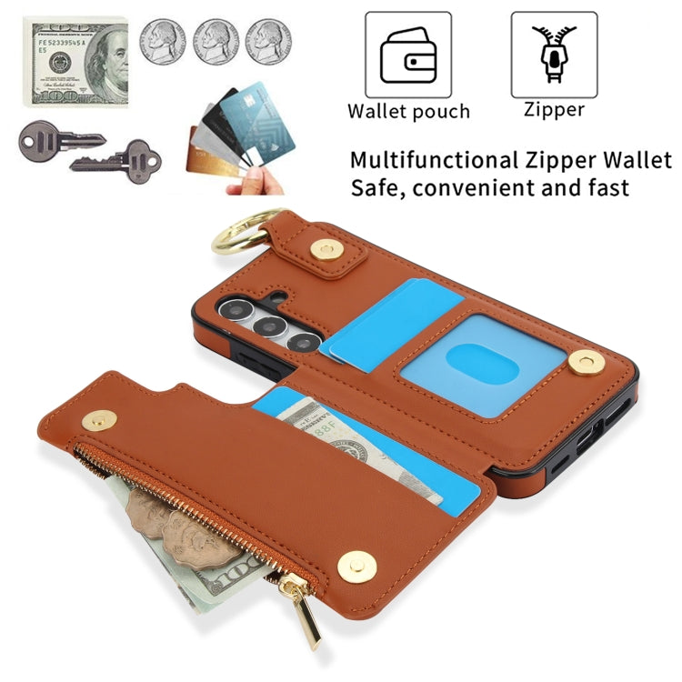 For Samsung Galaxy S24+ 5G RFlD Anti-theft Double Buckle Ring Zipper Card Phone Case