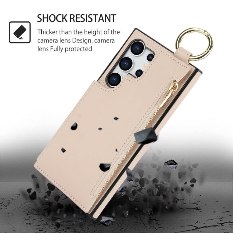 For Samsung Galaxy S24 Ultra 5G RFlD Anti-theft Double Buckle Ring Zipper Card Phone Case