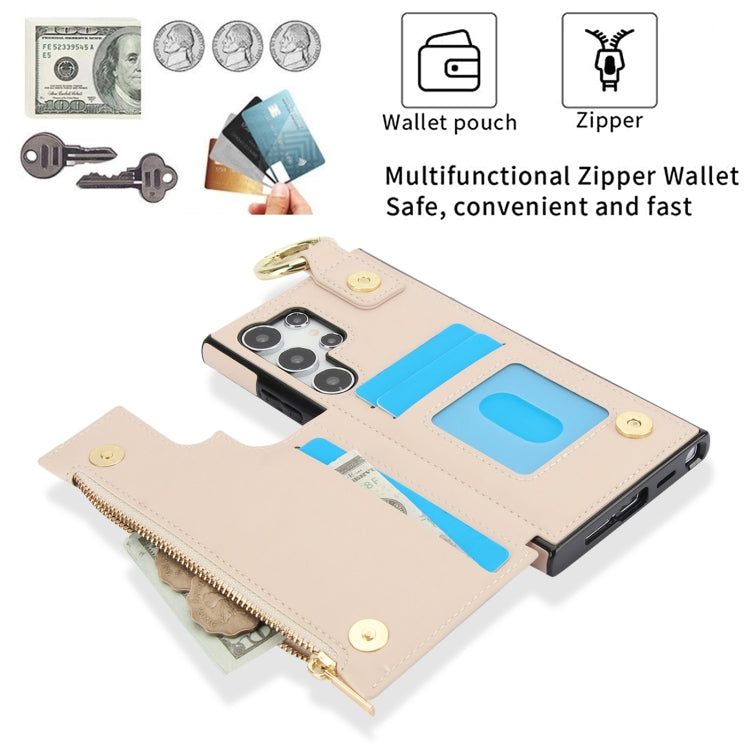For Samsung Galaxy S24 Ultra 5G RFlD Anti-theft Double Buckle Ring Zipper Card Phone Case