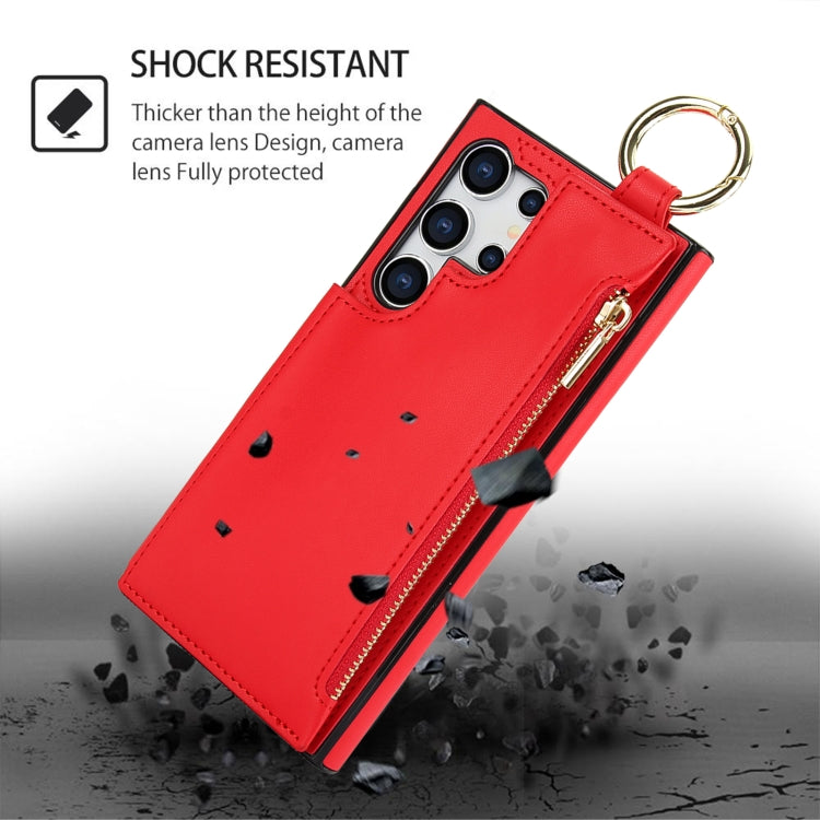 For Samsung Galaxy S24 Ultra 5G RFlD Anti-theft Double Buckle Ring Zipper Card Phone Case