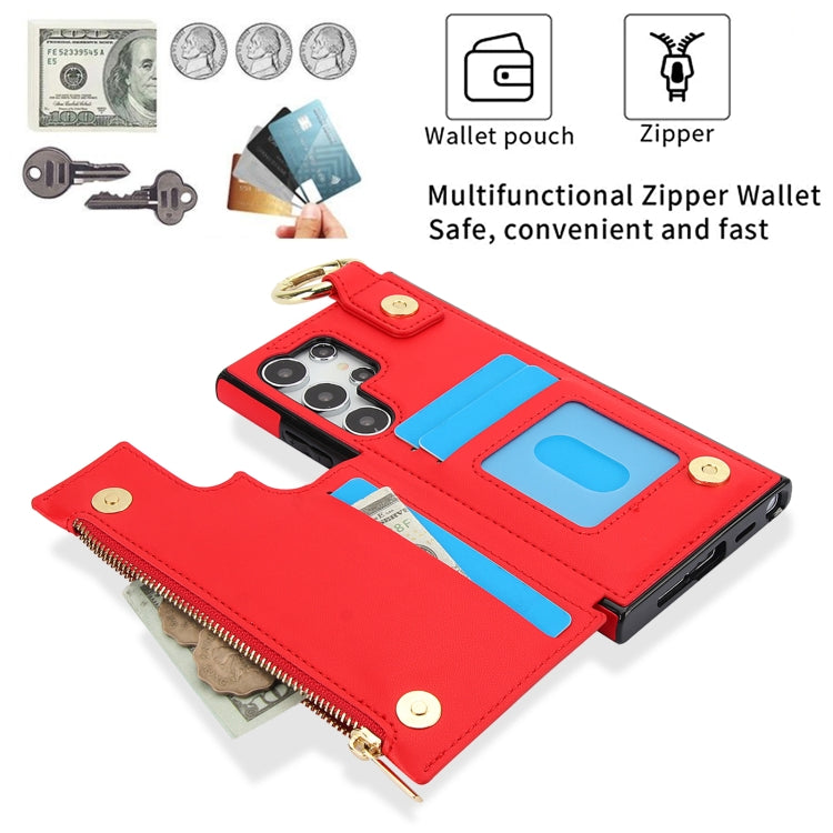 For Samsung Galaxy S24 Ultra 5G RFlD Anti-theft Double Buckle Ring Zipper Card Phone Case