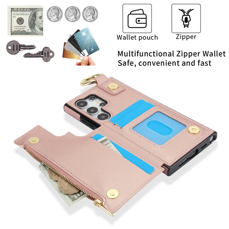For Samsung Galaxy S24 Ultra 5G RFlD Anti-theft Double Buckle Ring Zipper Card Phone Case