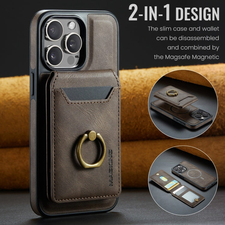 For iPhone 15 MAGKING K1 MagSafe Detachable Wallet RFID Back Cover Phone Case