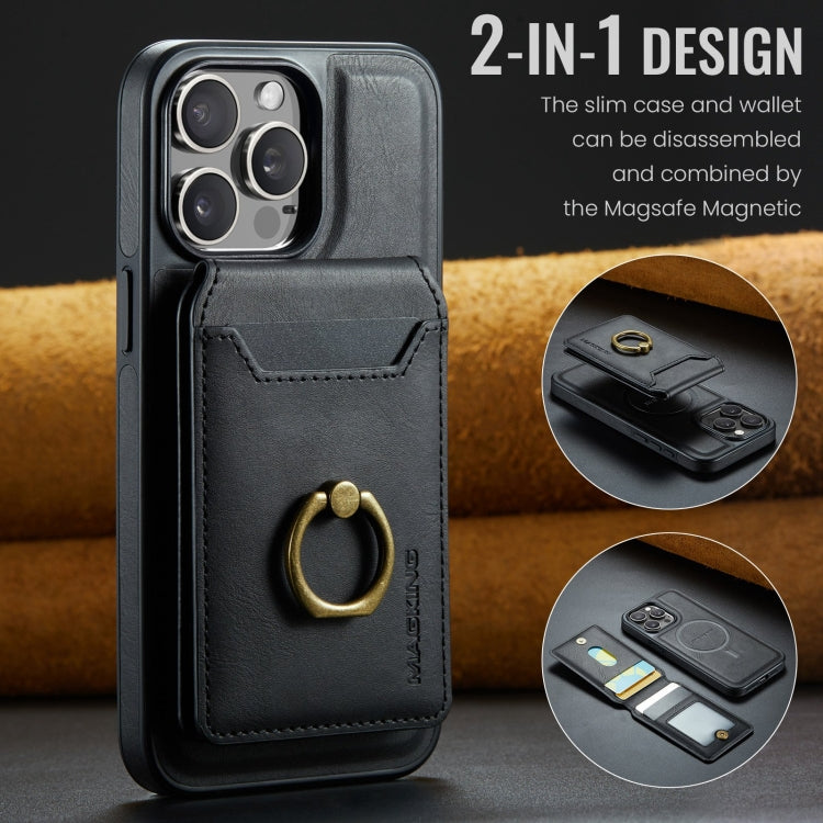 For iPhone 15 MAGKING K1 MagSafe Detachable Wallet RFID Back Cover Phone Case