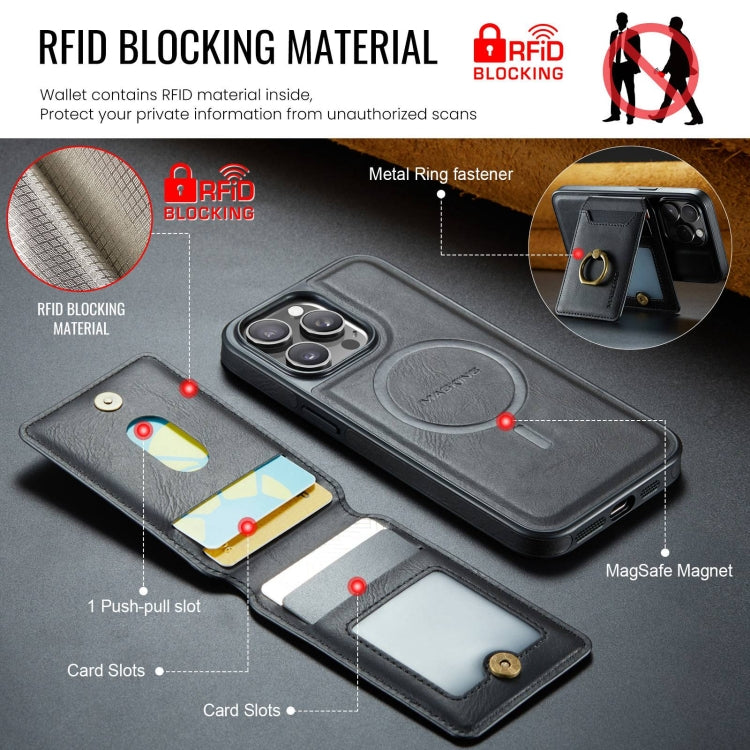For iPhone 14 Plus MAGKING K1 MagSafe Detachable Wallet RFID Back Cover Phone Case