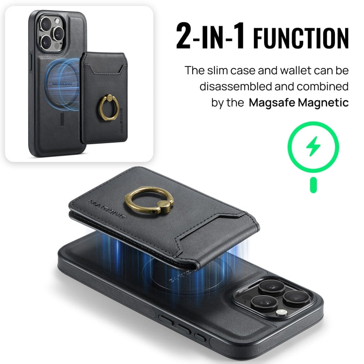 For iPhone 14 MAGKING K1 MagSafe Detachable Wallet RFID Back Cover Phone Case