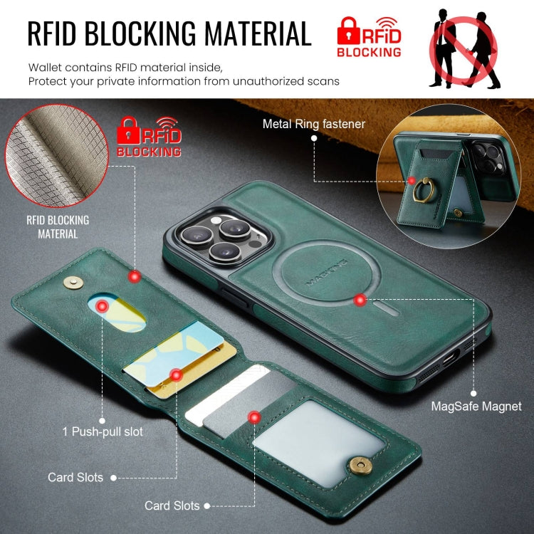 For iPhone 14 MAGKING K1 MagSafe Detachable Wallet RFID Back Cover Phone Case