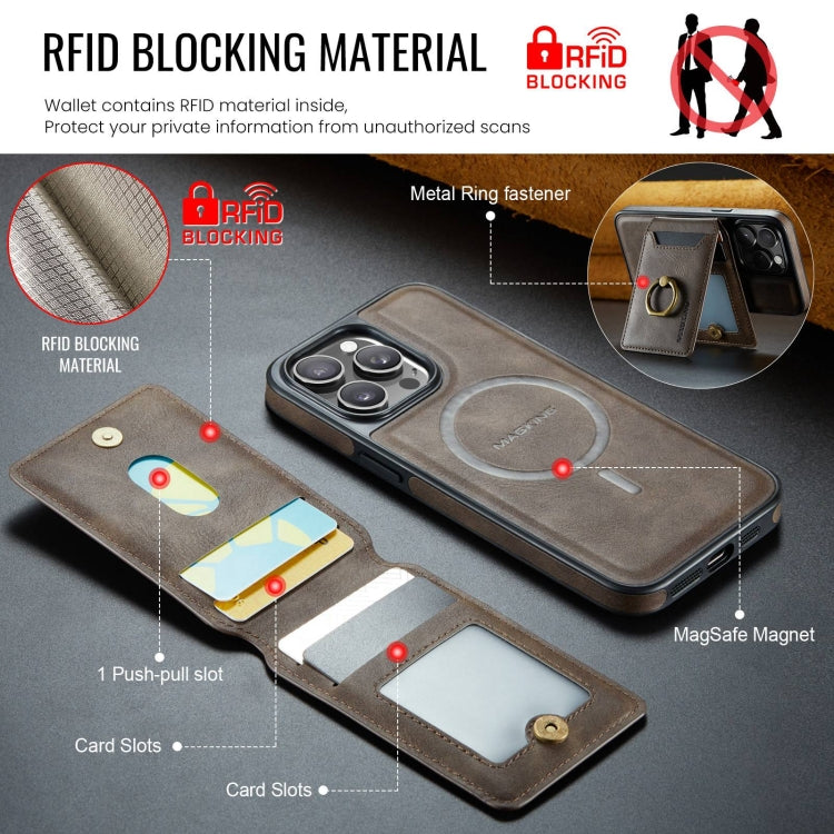 For iPhone 14 Pro MAGKING K1 MagSafe Detachable Wallet RFID Back Cover Phone Case