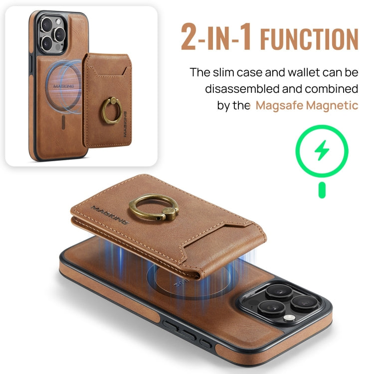 For iPhone 14 Pro MAGKING K1 MagSafe Detachable Wallet RFID Back Cover Phone Case