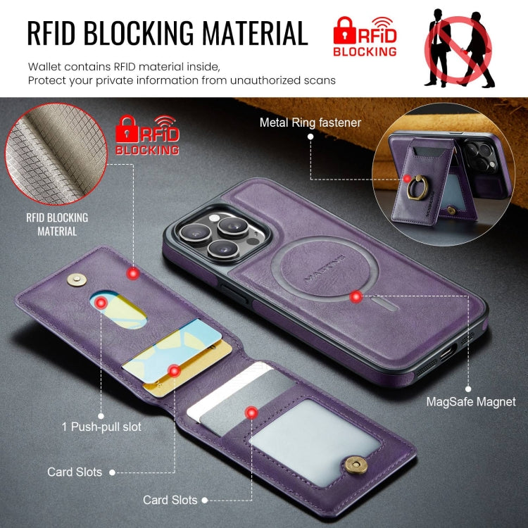 For iPhone 13 Pro Max MAGKING K1 MagSafe Detachable Wallet RFID Back Cover Phone Case