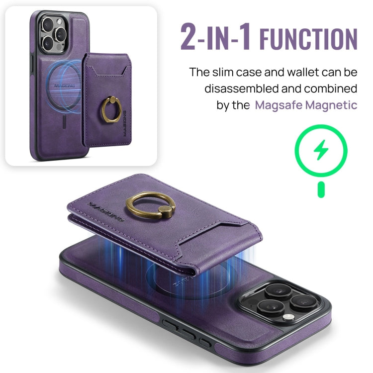 For iPhone 13 Pro MAGKING K1 MagSafe Detachable Wallet RFID Back Cover Phone Case