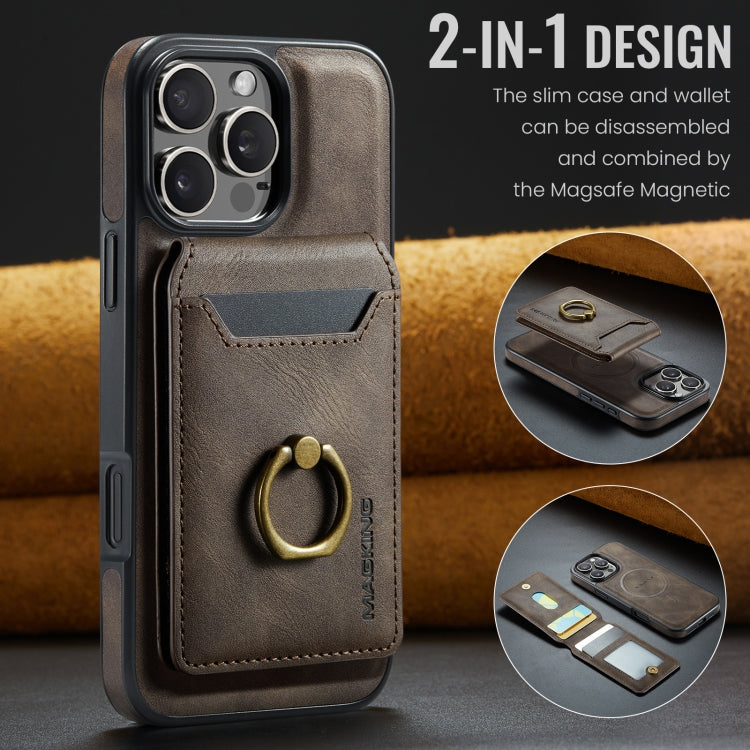 For iPhone 16 Pro Max MAGKING K1 MagSafe Detachable Wallet RFID Back Cover Phone Case