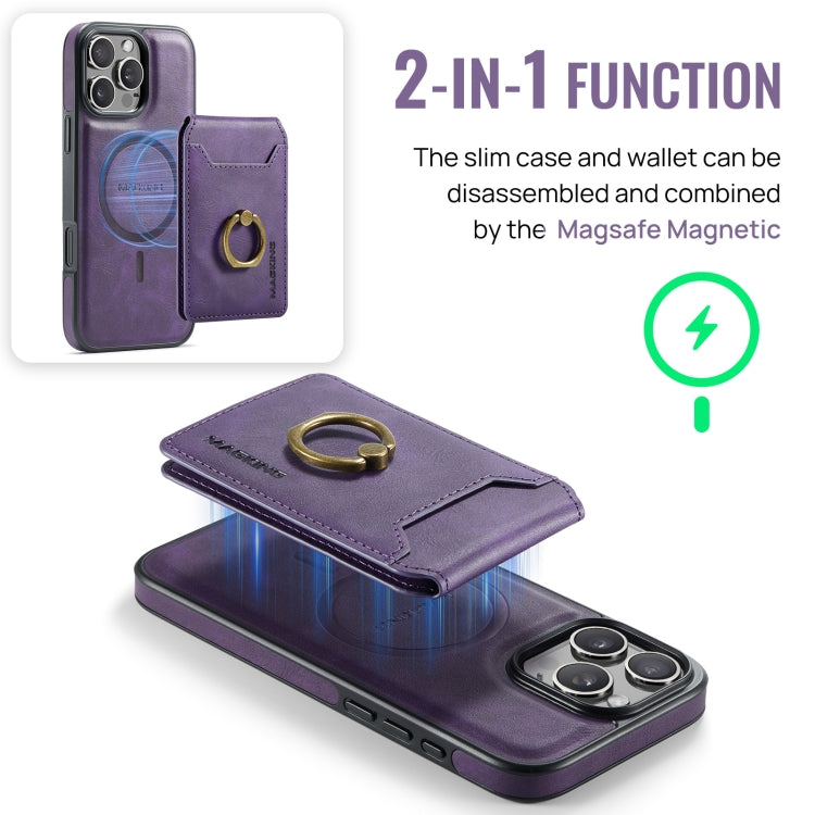 For iPhone 16 Pro Max MAGKING K1 MagSafe Detachable Wallet RFID Back Cover Phone Case
