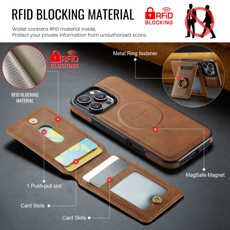 For iPhone 16 Pro Max MAGKING K1 MagSafe Detachable Wallet RFID Back Cover Phone Case