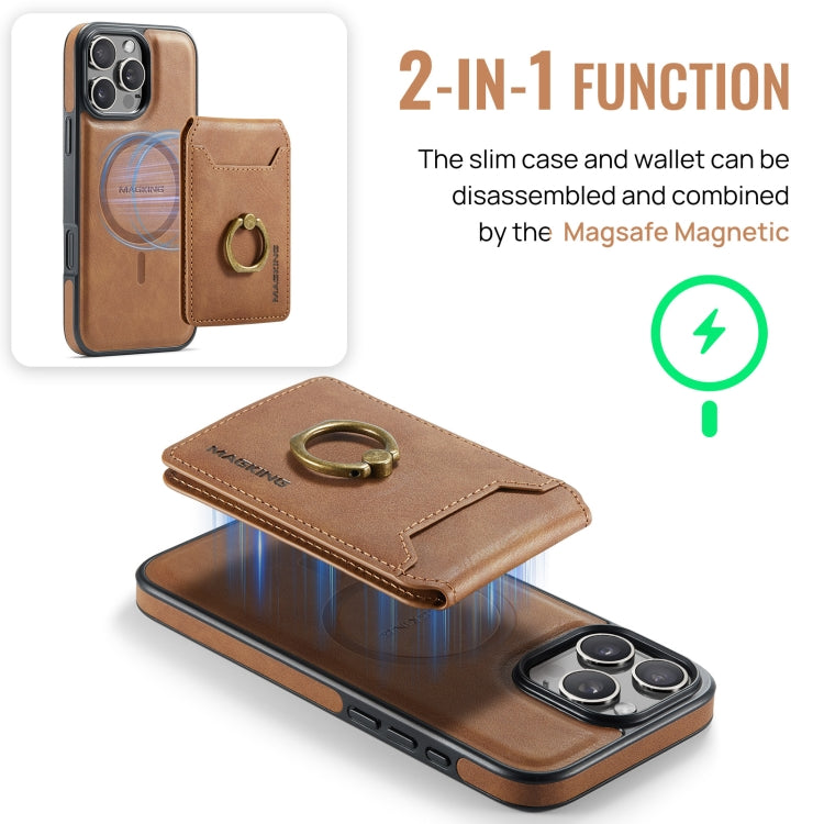 For iPhone 16 Pro Max MAGKING K1 MagSafe Detachable Wallet RFID Back Cover Phone Case