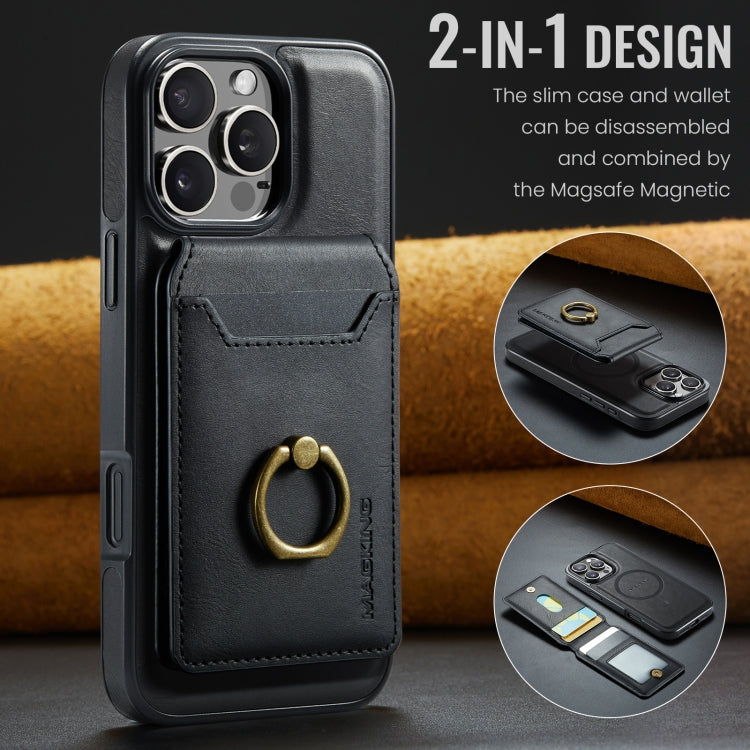 For iPhone 16 Pro MAGKING K1 MagSafe Detachable Wallet RFID Back Cover Phone Case