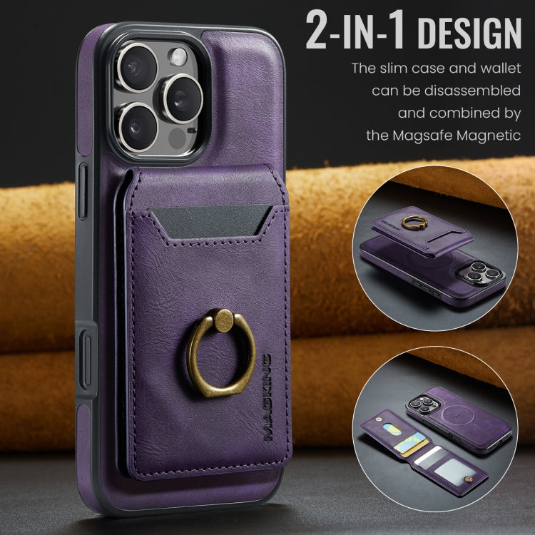 For iPhone 16 Pro MAGKING K1 MagSafe Detachable Wallet RFID Back Cover Phone Case