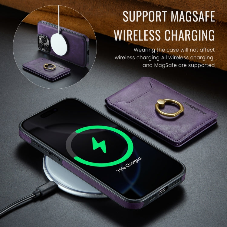 For iPhone 16 Pro MAGKING K1 MagSafe Detachable Wallet RFID Back Cover Phone Case