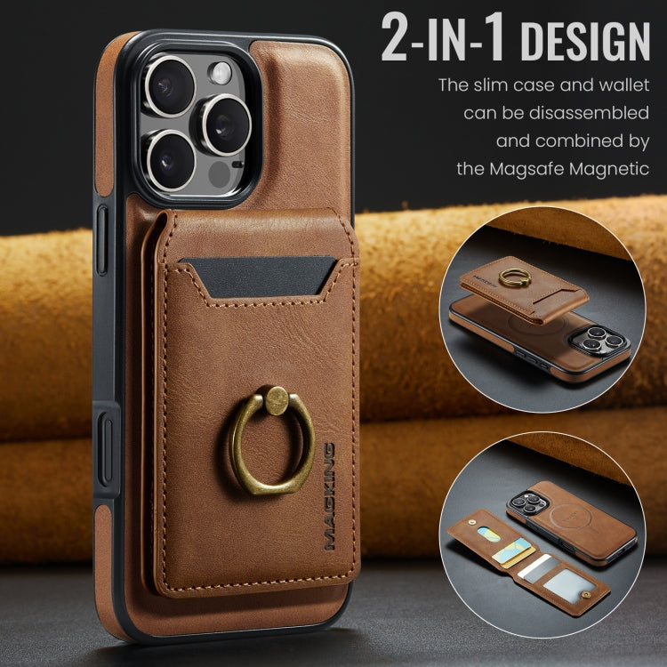 For iPhone 16 Pro MAGKING K1 MagSafe Detachable Wallet RFID Back Cover Phone Case