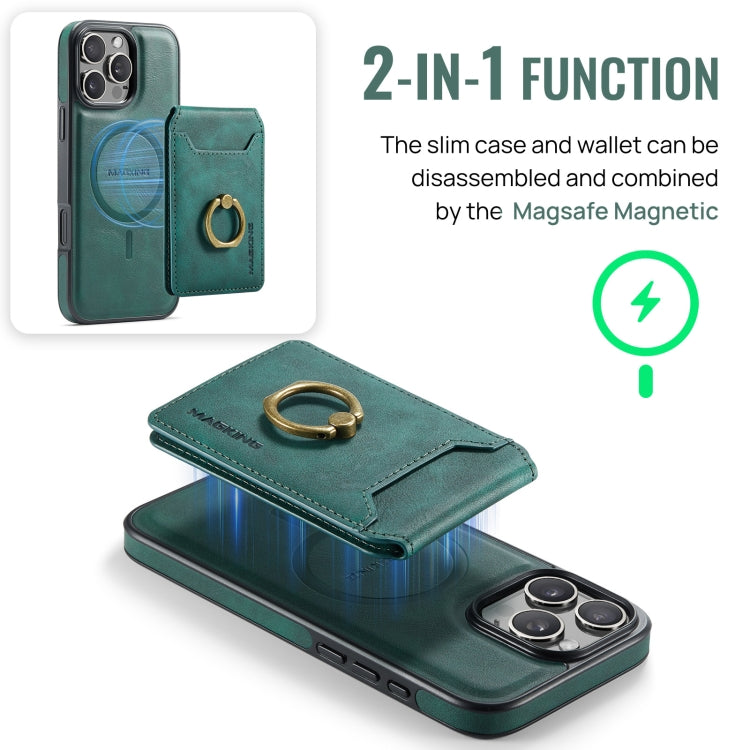 For iPhone 16 Pro MAGKING K1 MagSafe Detachable Wallet RFID Back Cover Phone Case
