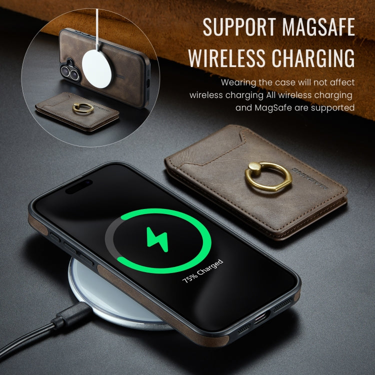 For iPhone 16 Plus MAGKING K1 MagSafe Detachable Wallet RFID Back Cover Phone Case