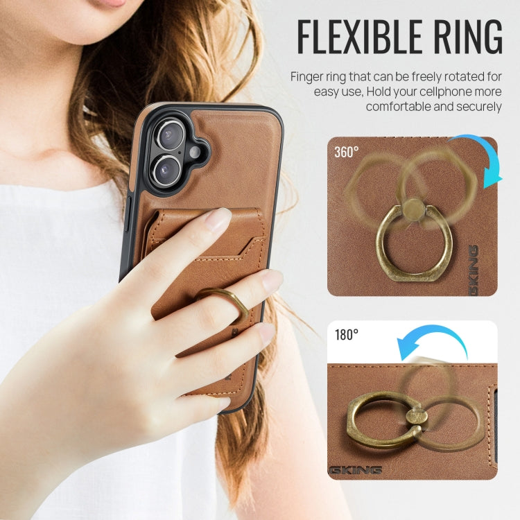 For iPhone 16 Plus MAGKING K1 MagSafe Detachable Wallet RFID Back Cover Phone Case