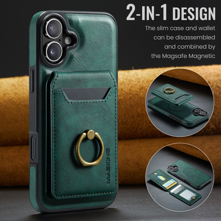 For iPhone 16 Plus MAGKING K1 MagSafe Detachable Wallet RFID Back Cover Phone Case