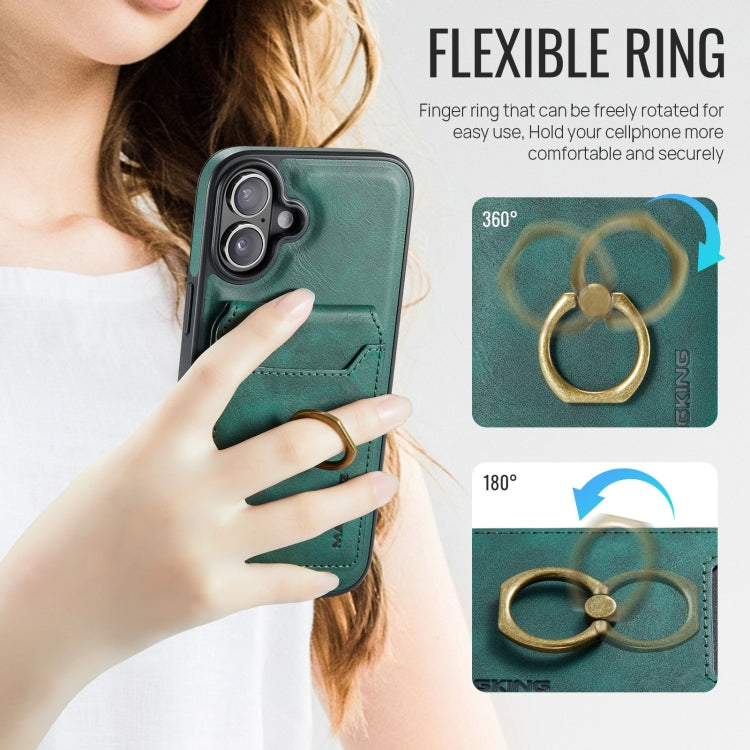 For iPhone 16 Plus MAGKING K1 MagSafe Detachable Wallet RFID Back Cover Phone Case