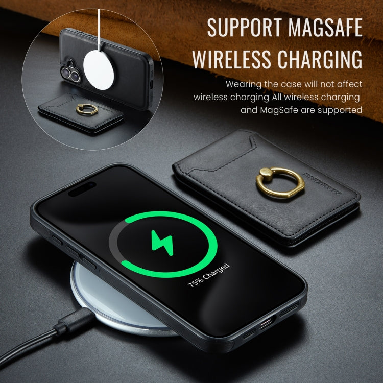 For iPhone 16 MAGKING K1 MagSafe Detachable Wallet RFID Back Cover Phone Case