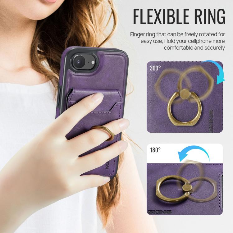 For iPhone 17e / 16e MAGKING K1 MagSafe Detachable Wallet RFID Back Cover Phone Case