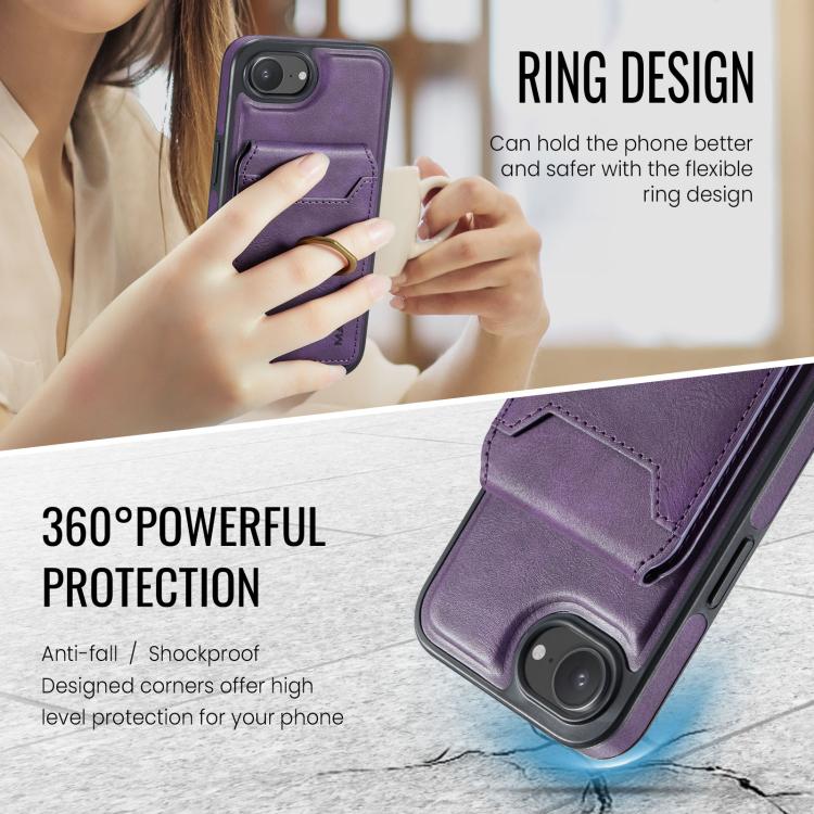 For iPhone 17e / 16e MAGKING K1 MagSafe Detachable Wallet RFID Back Cover Phone Case
