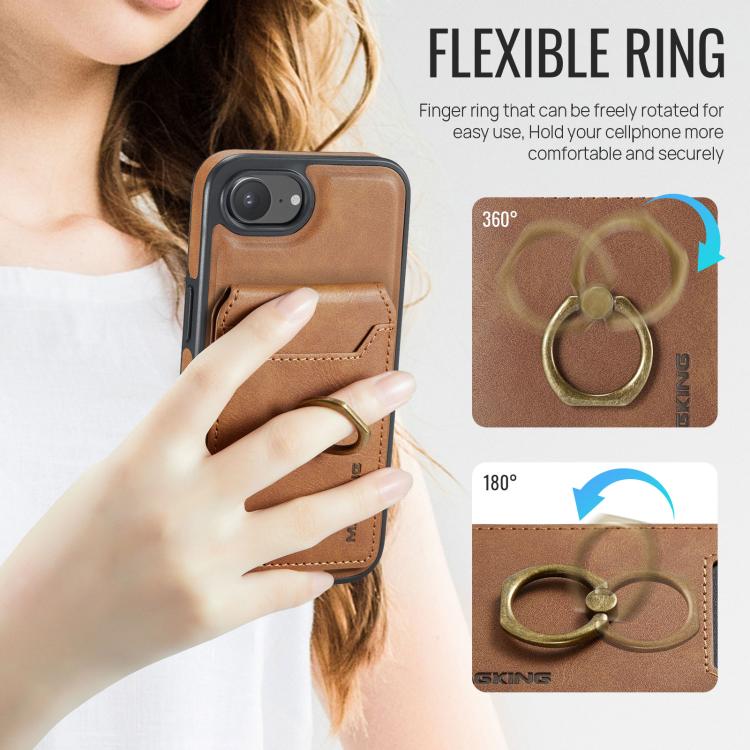 For iPhone 17e / 16e MAGKING K1 MagSafe Detachable Wallet RFID Back Cover Phone Case