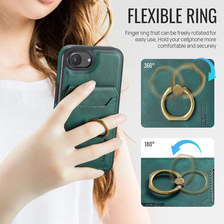 For iPhone 17e / 16e MAGKING K1 MagSafe Detachable Wallet RFID Back Cover Phone Case