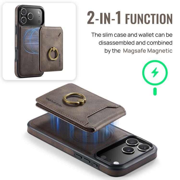 For iPhone 17 Pro Max MAGKING K1 MagSafe Detachable Wallet RFID Back Cover Phone Case