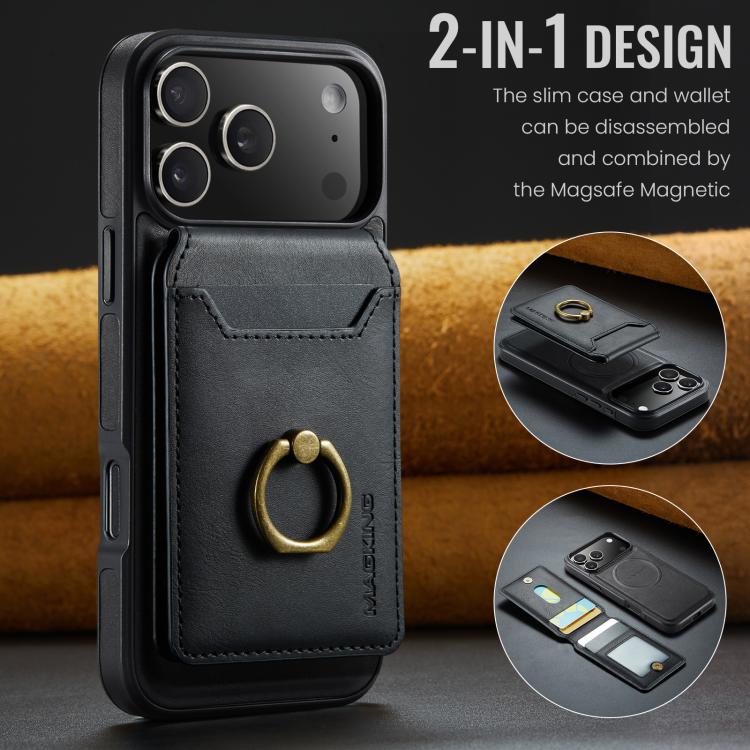 For iPhone 17 Pro Max MAGKING K1 MagSafe Detachable Wallet RFID Back Cover Phone Case