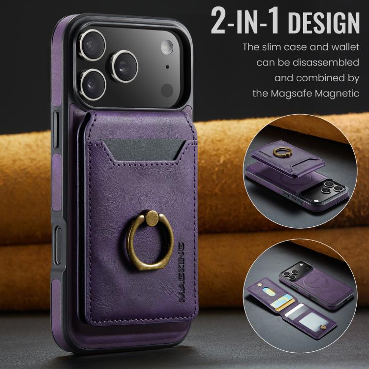 For iPhone 17 Pro Max MAGKING K1 MagSafe Detachable Wallet RFID Back Cover Phone Case