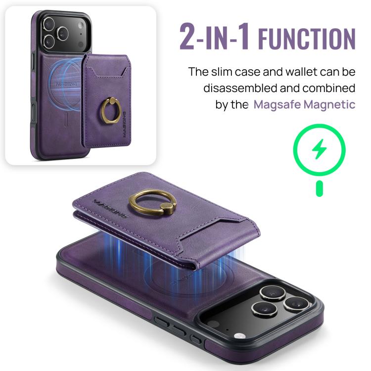For iPhone 17 Pro Max MAGKING K1 MagSafe Detachable Wallet RFID Back Cover Phone Case