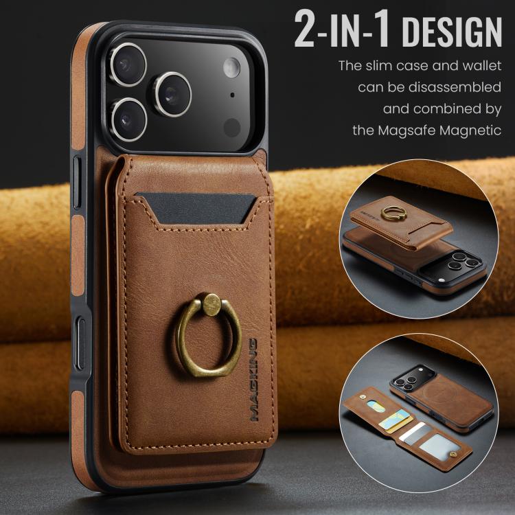 For iPhone 17 Pro Max MAGKING K1 MagSafe Detachable Wallet RFID Back Cover Phone Case