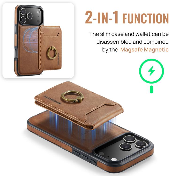 For iPhone 17 Pro Max MAGKING K1 MagSafe Detachable Wallet RFID Back Cover Phone Case
