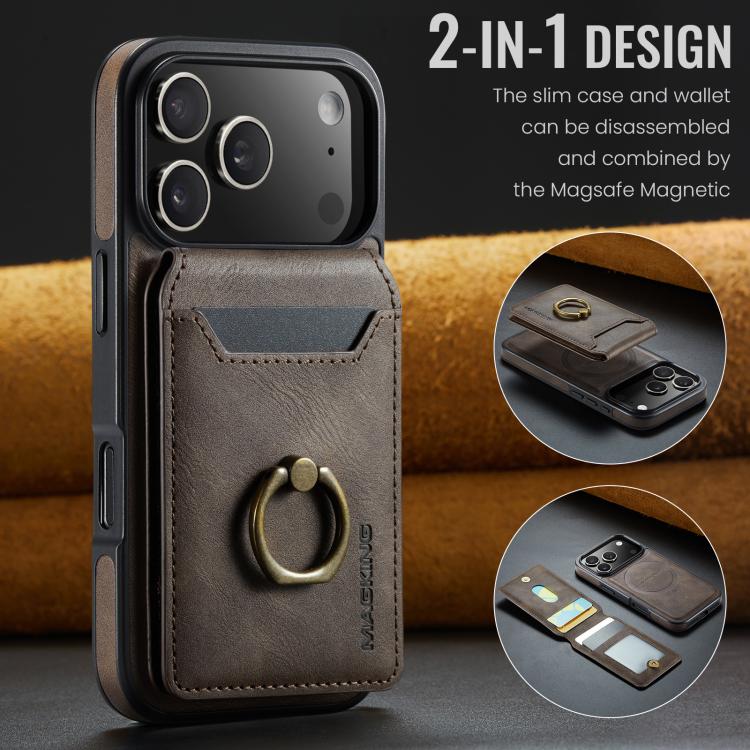 For iPhone 17 Pro MAGKING K1 MagSafe Detachable Wallet RFID Back Cover Phone Case